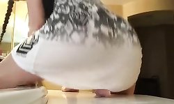 Hot girl with a big ass fucking a dildo live on webcam