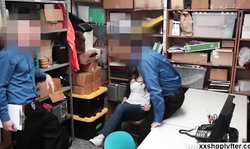 Shoplifter Lexi Lovell threesome with two LPs huge cock