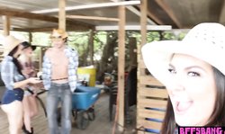 Busty teen cowgirls got caught tied and fucked a cowboy