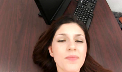 Casting cutie is slowly undressing and fucking in the doggy style pose