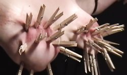 Brutal sex master puts pins all over her gigantic saggy boobs