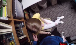 Crying small titted russian teen thief punish fucked