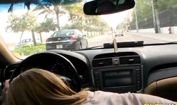 8th Street Latinas hottie Charity Lane is sucking in the car