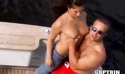 Big-tit chick Captain Stabbin Meriosa nicely sucks a massive dick