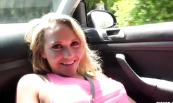 Hot playful blonde is getting picked up and fucked in the car