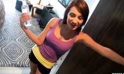 Impressive sporty girl is jumping on a dick after playing basketball