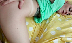 Bleached cutie is blowing a hard dong in the video by Lets Try Anal