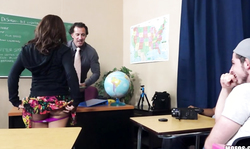 Hardcore teacher fucks with a slender coed in the classroom