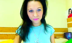 Black-haired girl is shoving a hardcore toy in her little twat