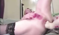 Fisting, huge toy and prolapse Mature