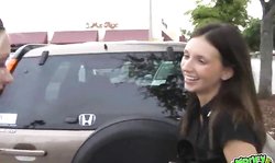 Money Talks Katie perfect chick Jordin licks a tight snatch on the backseat