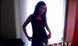 Sensual brunette is demonstrating her small naked boobies