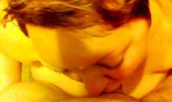 Chubby redhead woman is giving a juicy blowjob in the POV scene