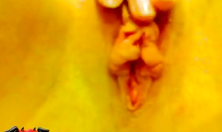 Amateur babe is stroking her little pussy in the close-up