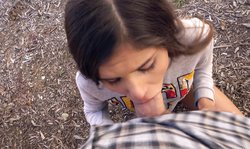 Teen Fidelity slender teen Katya Rodriguez is sucking outdoors