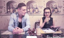 First date with a pretty nerdy amateur hottie Rita Jalace