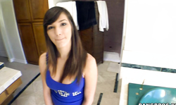 Cute young brunette is enjoying brutal interracial penetration