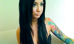 Tattooed slender 18 yo Emo shows off her truly ideal boobies