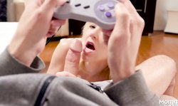 Incredibly hot blonde Laura Bentley is sucking a massive wiener