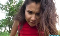 Miniature young chick Public Agent Jade Presley fucked for money in public place