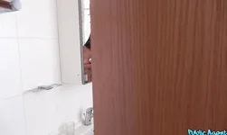 Aesthetic busty brunette Public Agent Jureka del mar sucks a dick in the bathroom