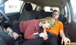 Playful babe Fake Driving School Madison Stuart sucks a big dick