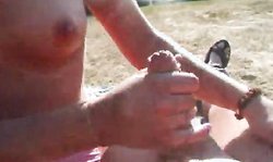 Lusty Russian hottie gives her boyfriend a very nice handjob