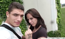 Czech Wife Swap: Horny Brunette MILF sucks huge cock outdoors