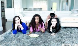 Sexy hotties Megan Winters, Bambi Black and Demi Sutra are sucking with love