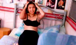 Slender oriental girl is posing naked and fucking with her bf