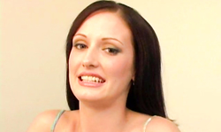 Sweet brunette gets down on the knees to perform a head