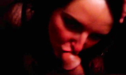 Two black-haired ladies are giving an awesome double blowjob