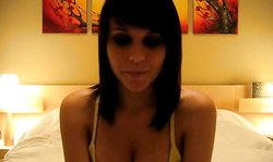 The sexiest amateur girlfriend talks on cam in the bedroom