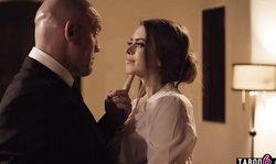 Young secretary in lingerie pleases boss