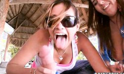 Playful girls Nena Linda and Lexxxi Lockhart are sucking with pleasure