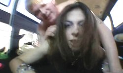 Awesome amateur chick Mercy Marie fucked in the Bangbus cowgirl pose