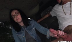 Elegant nerdy librarian Scarlett Bangbus jerks a huge boner