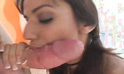 Angelic pigtailed brunette Nadia Styles Big Mouthfuls gives a sweet blowjob