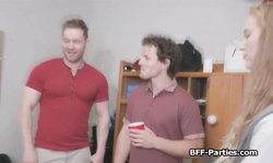 Foursome dorm blowjob party