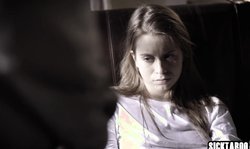 Afraid brunette teen rides a guys cock