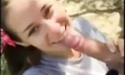 Brunette chick wants to suck dick outdoors