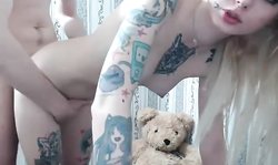 Skinny tattooed blond teen cutie gets fucked live at sexycamx