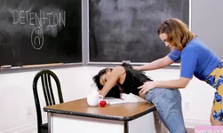 Busty teacher licked by lesbian student