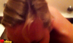 Great-looking Russian blonde gives a juicy deep blowjob