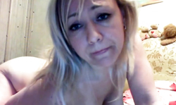 Bleached Russian milf demonstrates her massive natural tits