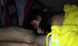 Black-haired Russian babe gives a juicy head in the night scene