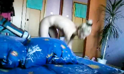 Spicy Russian blonde is showing off her nice blowjob skills