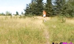 Andi Pink is getting naked right in the woods completely without shame