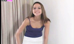 Young cutie Andi Pink in Cheerleader uniform