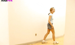 Impressive teen Andi Pink is just walking in a sexy style